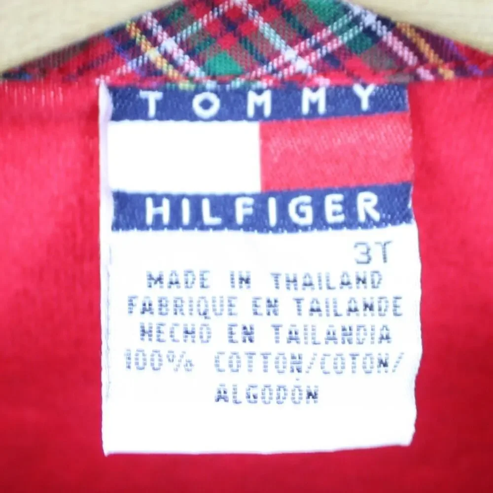 Vintage Tommy Hilfiger Dress Girls Size 3T Red Colorblock Y2K Long Sleeve